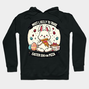 Pizza-Loving Bunny Easter Egg Trade-Off Design Hoodie